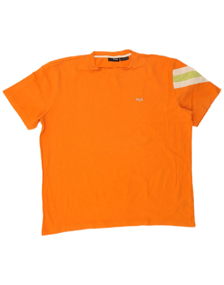 Ανδρικό T-Shirt Fila Top XL Orange Colourblock Βαμβακερό