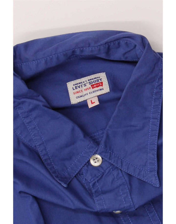Ανδρικό κοντομάνικο πουκάμισο Levi's μπλε μεγάλο