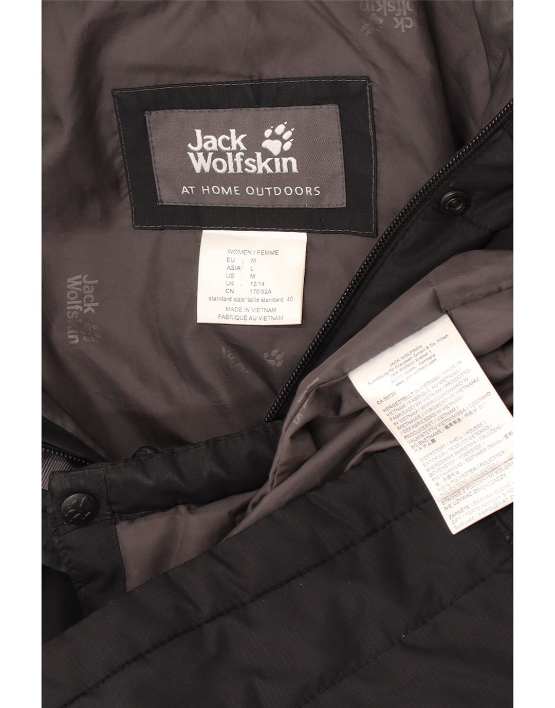 Jack Wolfskin Γυναικείο παλτό με κουκούλα με επένδυση UK 12/14 Μεσαίο μαύρο πολυεστέρα