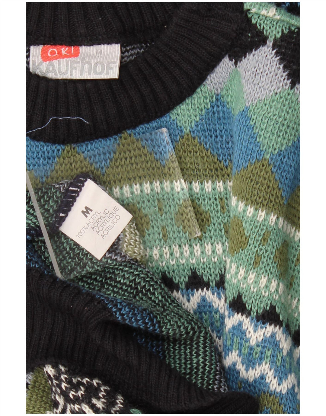 Ανδρικό πουλόβερ με λαιμόκοψη VINTAGE Μεσαίο Πολύχρωμο Γεωμετρικό