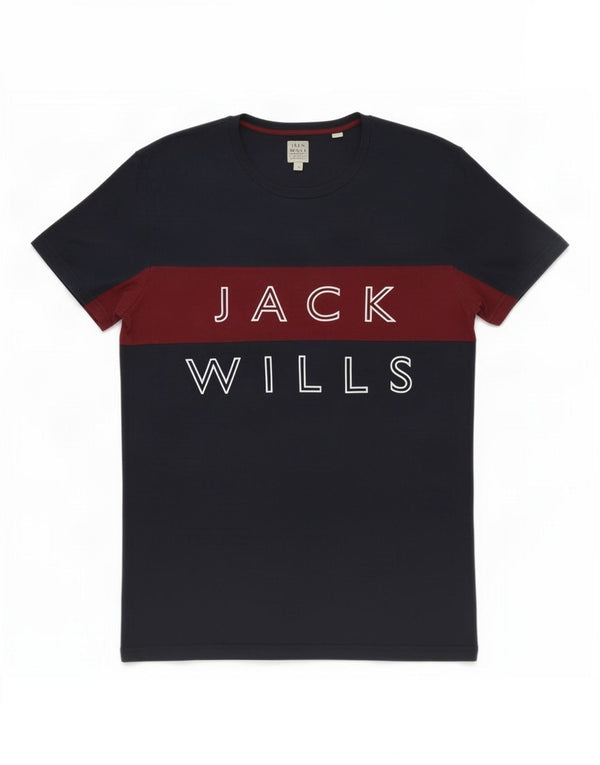 Ανδρικό γραφικό μπλουζάκι Jack Wills Top Small Navy Blue Colourblock