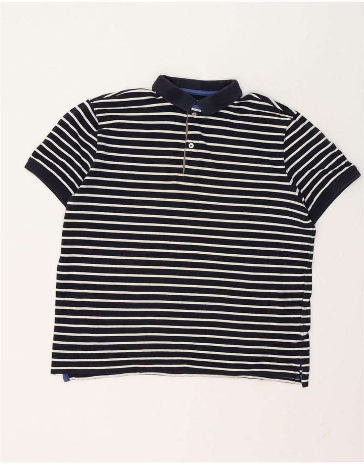 Ανδρικό μπλουζάκι πόλο Massimo Dutti Μεγάλο Navy Blue ριγέ