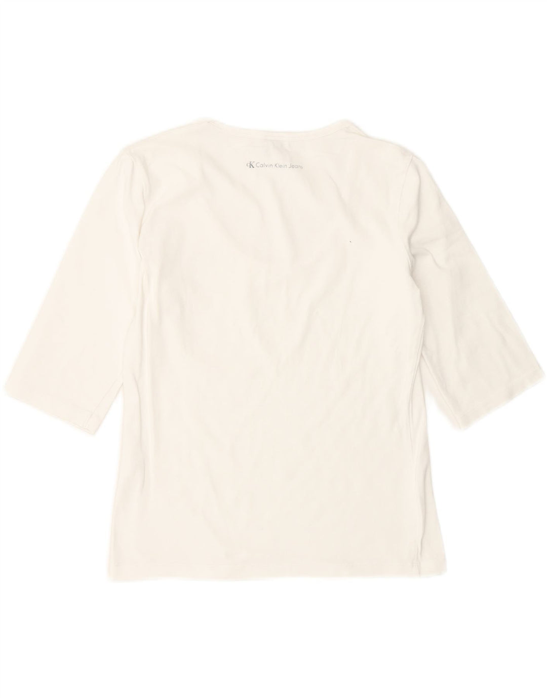 Γυναικείο Crop γραφικό μπλουζάκι CALVIN KLEIN JEANS Top UK 14 Large White