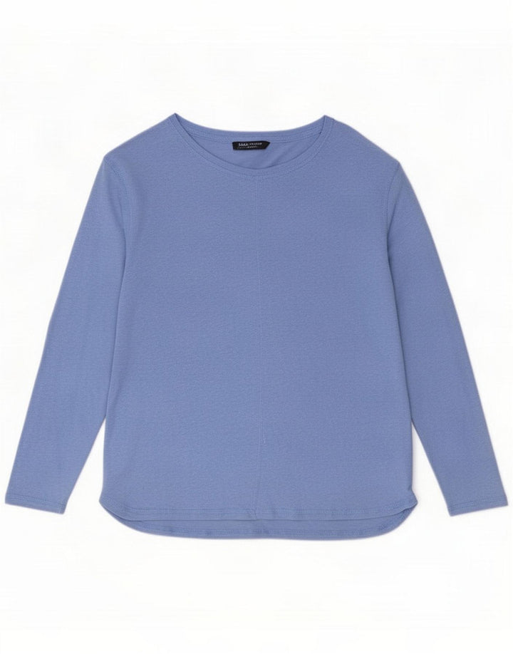 Marks & Spencer Womens Top Long Sleeve UK 14 Medium Blue Lenn