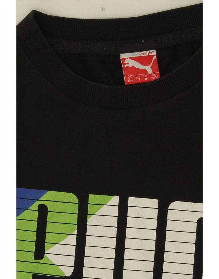 Puma Boys Graphic T-Shirt Top 15-16 Years Μαύρο