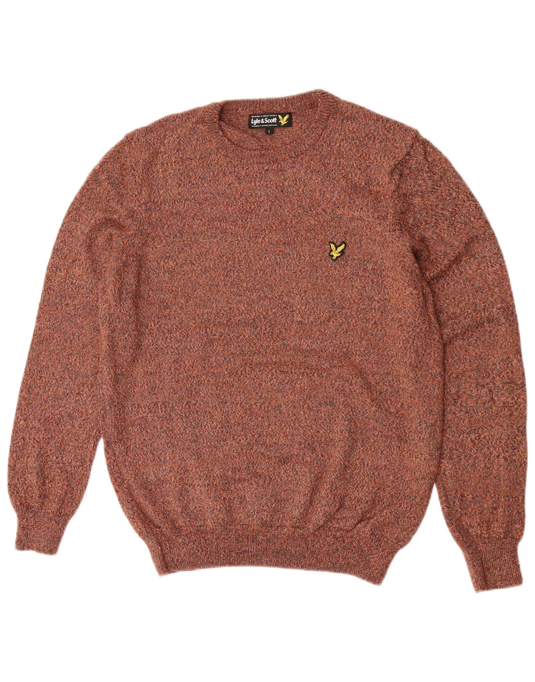 Lyle & Scott Ανδρικό πουλόβερ με λαιμόκοψη με μεγάλο καφέ μαλλί