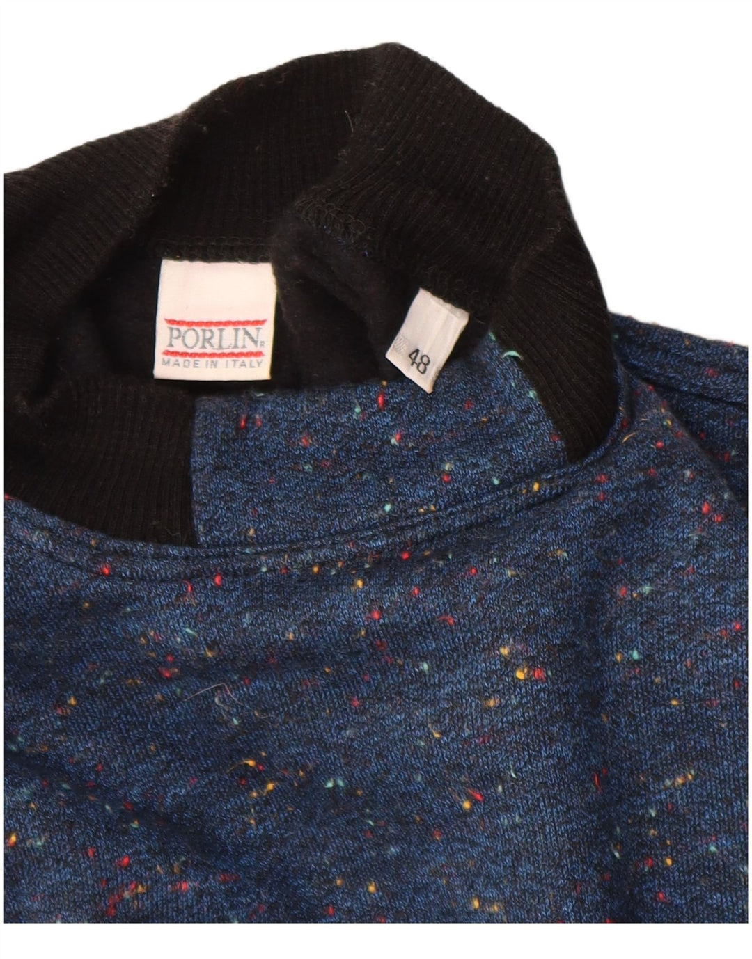 Vintage ανδρικό πουλόβερ με λαιμόκοψη IT 48 Medium Navy Blue Flecked