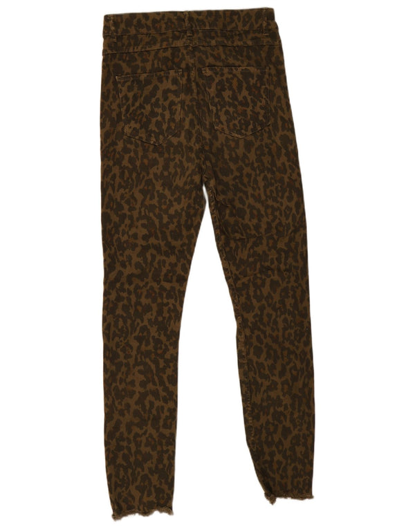 Zara Γυναικείο Skinny Casual Παντελόνι EU 38 Small W28 L27 καφέ Animal Print