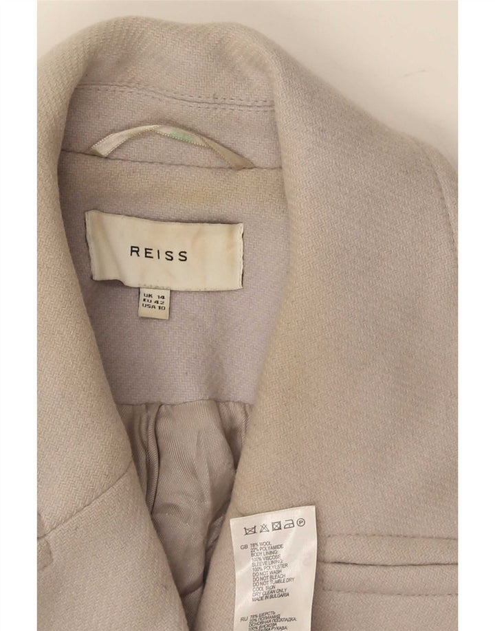 Reiss Γυναικείο κοντό διπλό παλτό UK 14 μεγάλο γκρι μαλλί