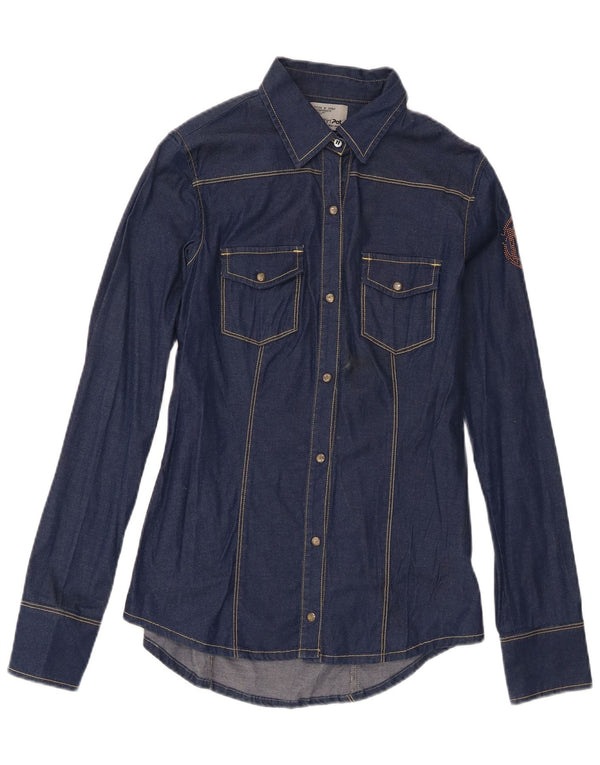 Meltin' Pot Γυναικείο Τζιν Πουκάμισο UK 10 Small Navy Blue από βαμβάκι