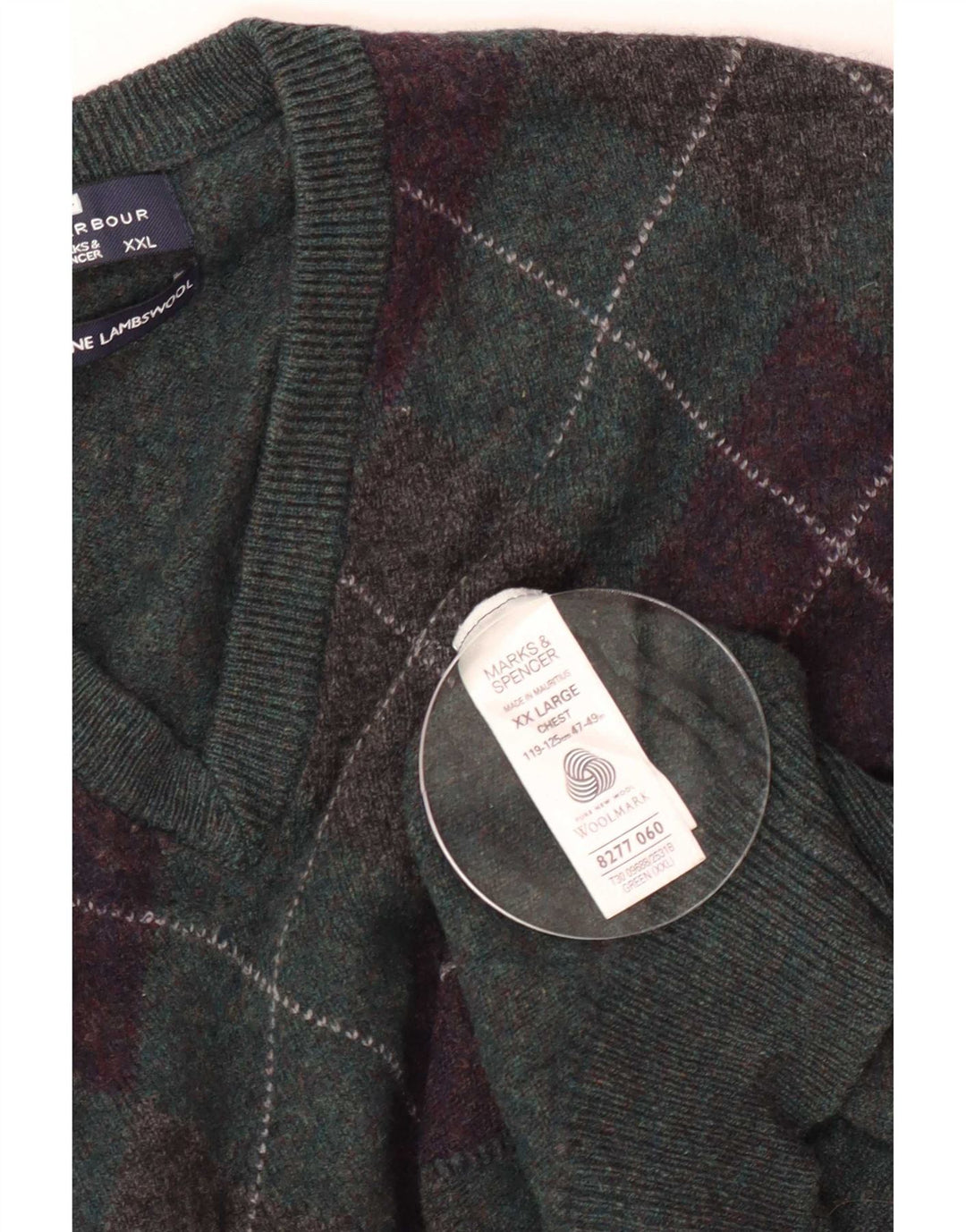 Ανδρικό πουλόβερ Marks & Spencer Blue Harbor με λαιμόκοψη 2XL πράσινο