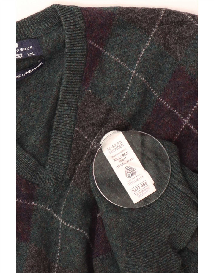 Ανδρικό πουλόβερ Marks & Spencer Blue Harbor με λαιμόκοψη 2XL πράσινο