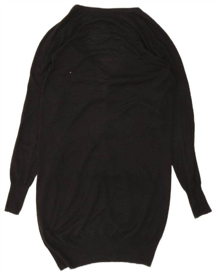 Zara Γυναικεία Ζακέτα Longline UK 14 Medium Black Silk