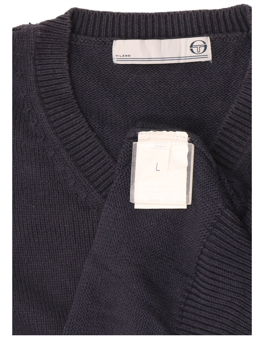 Sergio Tacchini Ανδρικό πουλόβερ με λαιμόκοψη με V λαιμόκοψη Μεγάλο μπλε βαμβακερό