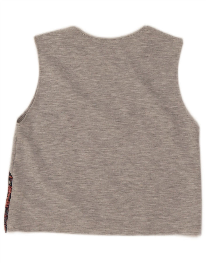 Zara Γυναικείο γιλέκο Crop UK 10 Small Grey Floral Polyester
