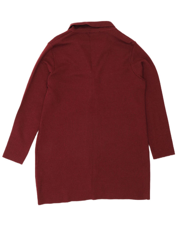 Zara Γυναικείο πουλόβερ ζακέτα Longline UK 16 Μεγάλο Μαλλί Βουργουνδίας