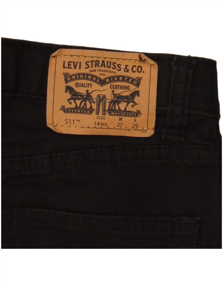 LEVI'S Boys 511 Slim Jeans 13-14 ετών W27 L29 Μαύρο βαμβακερό
