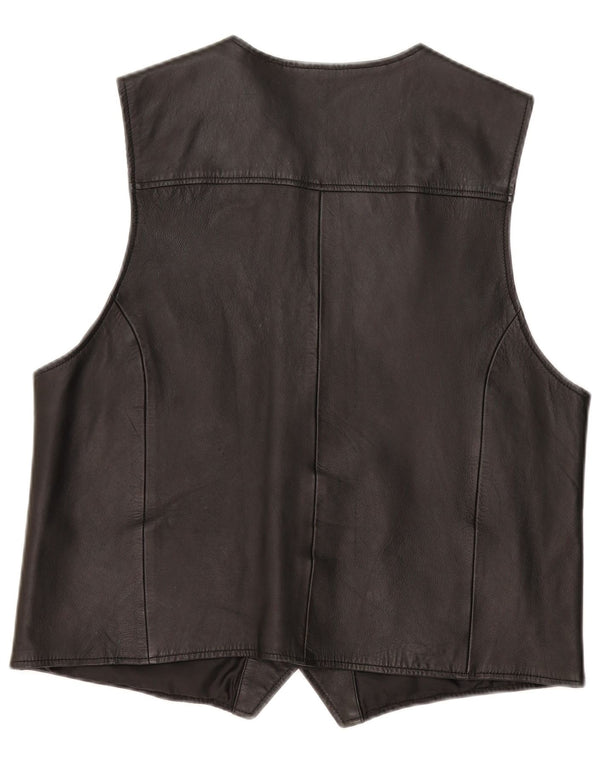 Canda Ανδρικό Δερμάτινο Γιλέκο 3XL Μαύρο Δερμάτινο