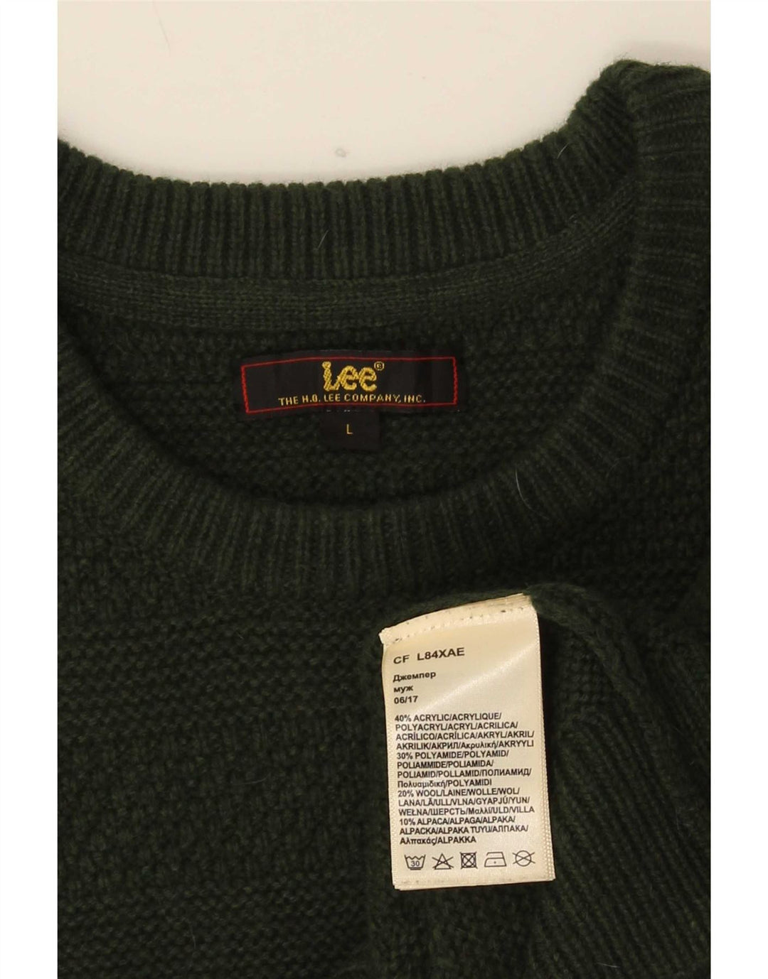 Πουλόβερ Lee Mens Crew Neck Jumper Μεγάλο Πράσινο Ακρυλικό