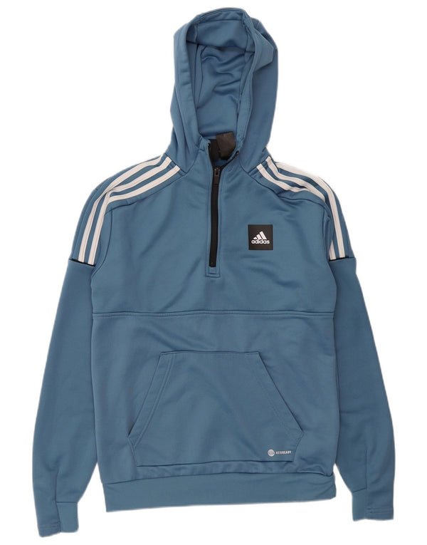 Adidas Womens Aeroready Oversized Hoodie Jumper UK 6 XS Blue Polyester