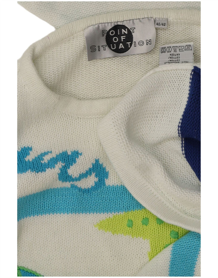 Γυναικείο πουλόβερ VINTAGE Graphic Crew με λαιμόκοψη EU 40 Μεσαίο λευκό ριγέ