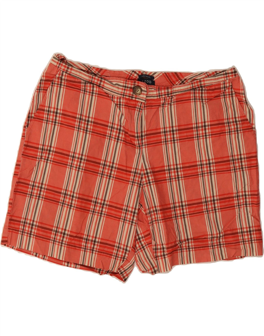 IZOD Womens Chino Shorts US 10 Large W34  Red Check Cotton Vintage Izod and Second-Hand Izod from Messina Hembry 