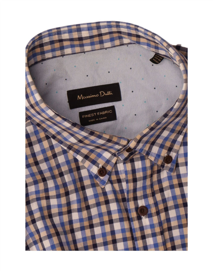 Ανδρικό πουκάμισο Massimo Dutti 2XL Blue Check