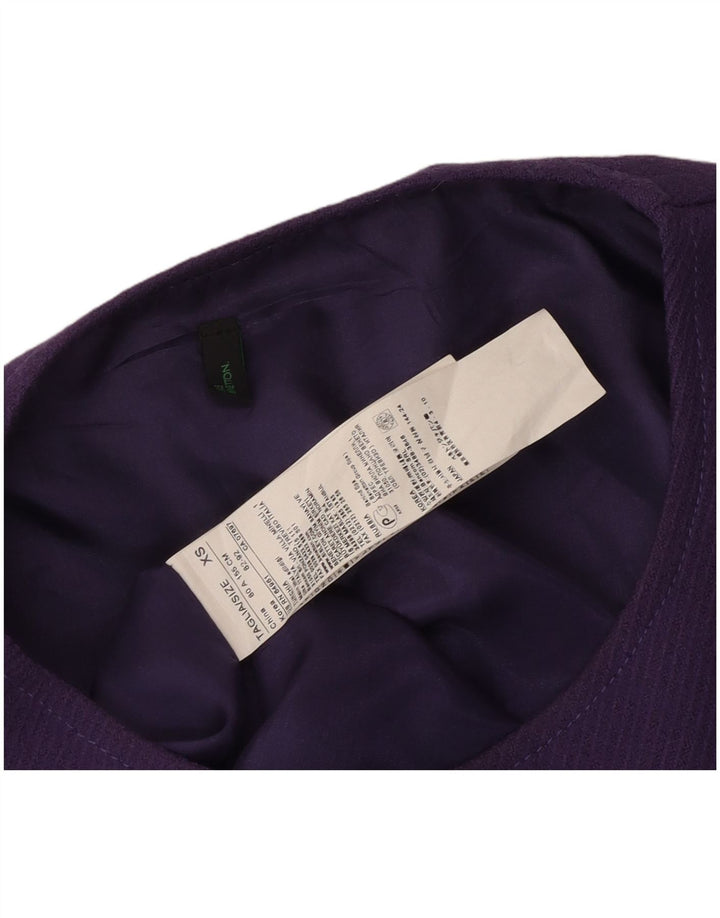 Γυναικείο αμάνικο φόρεμα BENETTON UK 6 XS Μωβ παρθένο μαλλί