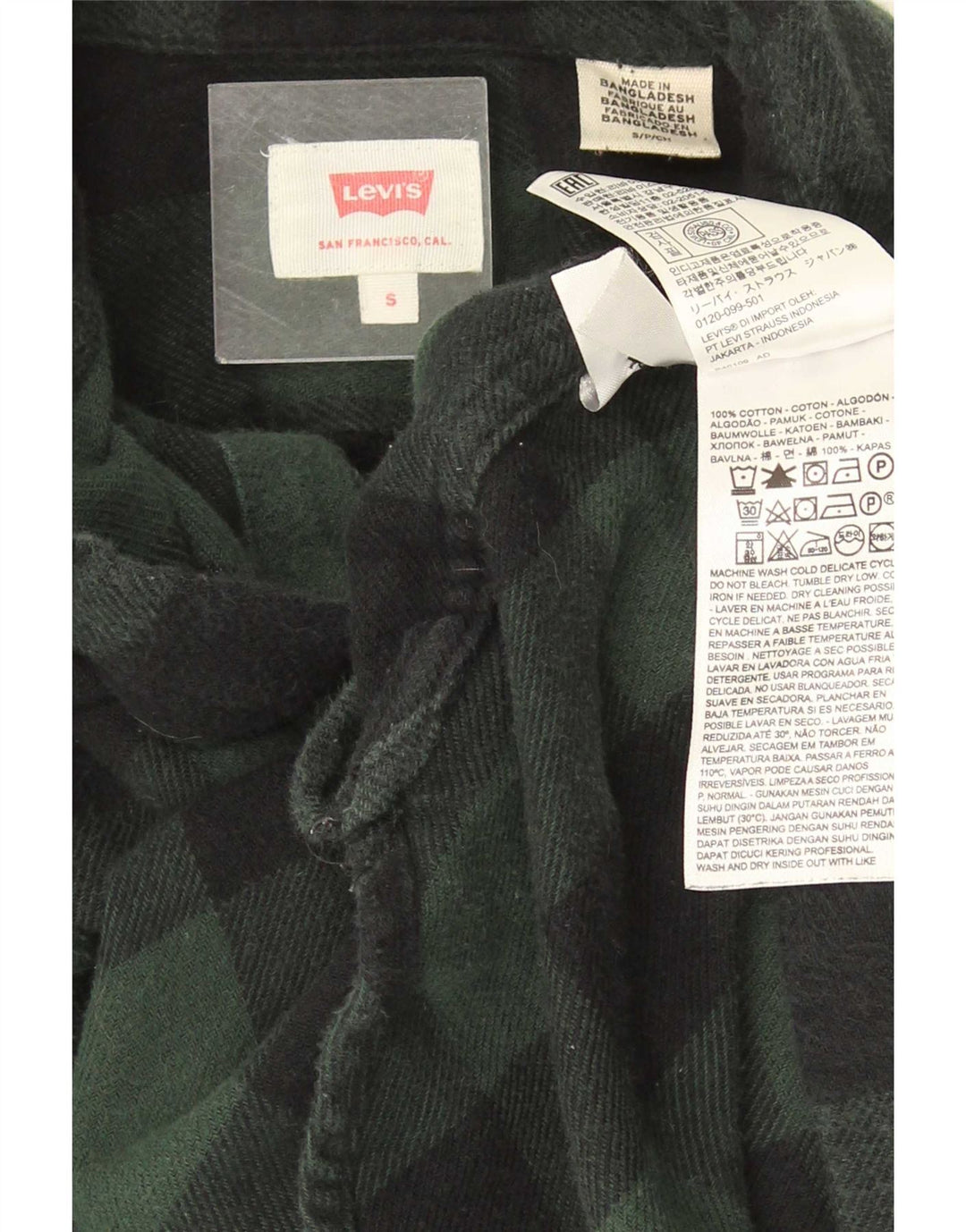 Ανδρικό πουκάμισο Levi's Flannel Μικρό πράσινο βαμβακερό Gingham
