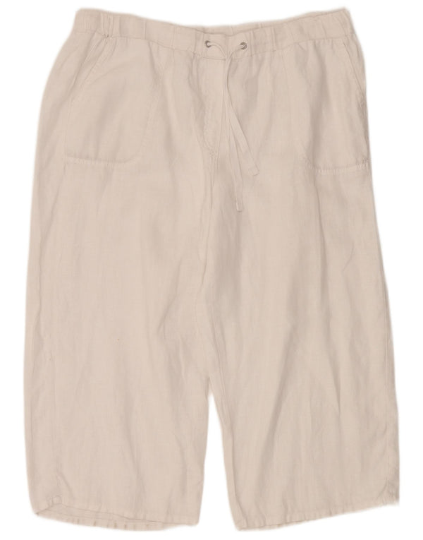 Marks & Spencer Γυναικείο Ψηλόμεσο Παντελόνι Κάπρι UK 16 Large W36 L21 Λευκό