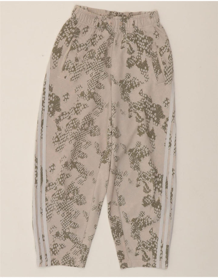 Γυναικεία αθλητική φόρμα ADIDAS Παντελόνι UK 4/6 XS Μπεζ βαμβακερό καμουφλάζ