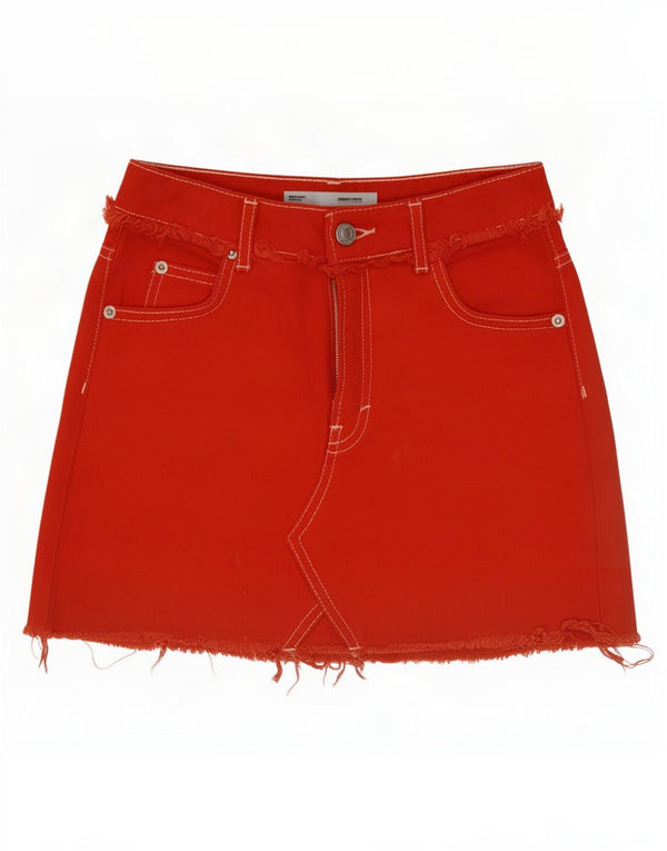 Topshop Γυναικεία Petite Mini Τζιν φούστα UK 4 XS W26 Πορτοκαλί βαμβακερή