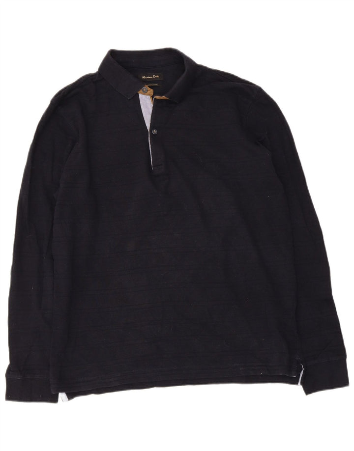 Ανδρικό μακρυμάνικο μπλουζάκι πόλο Massimo Dutti, Βαμβακερό μεσαίο ναυτικό