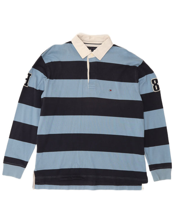 Tommy Hilfiger Ανδρικό μακρυμάνικο μπλουζάκι ράγκμπι πόλο μεγάλο μπλε ριγέ