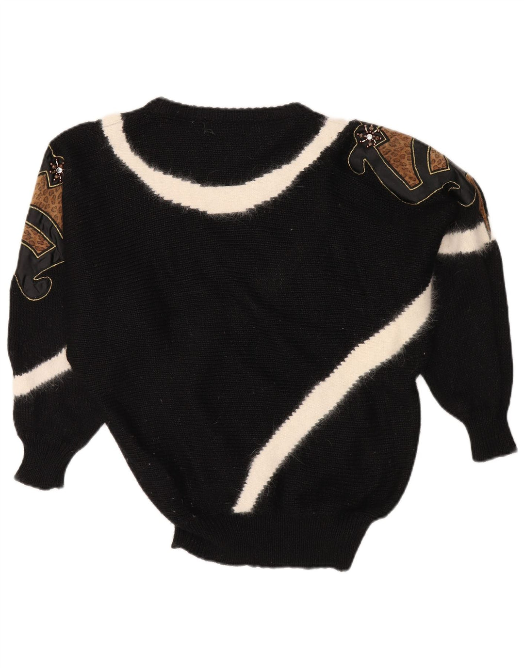 Γυναικείο πουλόβερ με λαιμόκοψη VINTAGE EU 38 Medium Black Colourblock