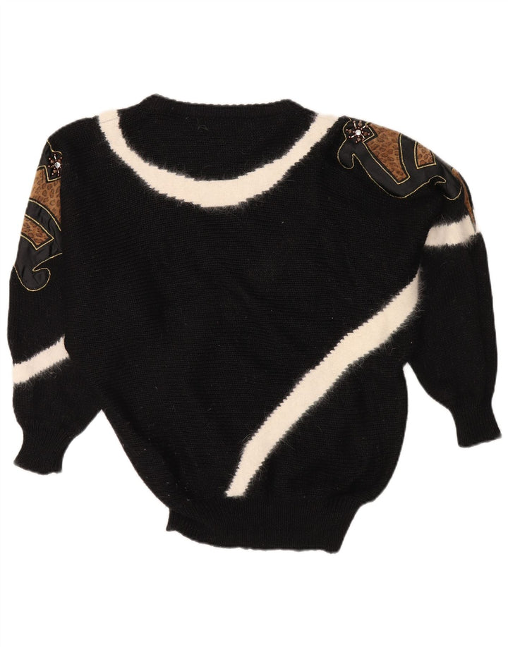 Γυναικείο πουλόβερ με λαιμόκοψη VINTAGE EU 38 Medium Black Colourblock