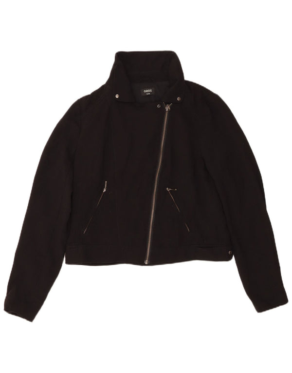 Γυναικείο Oasis Crop Biker Jacket UK 12 Medium Black Polyester