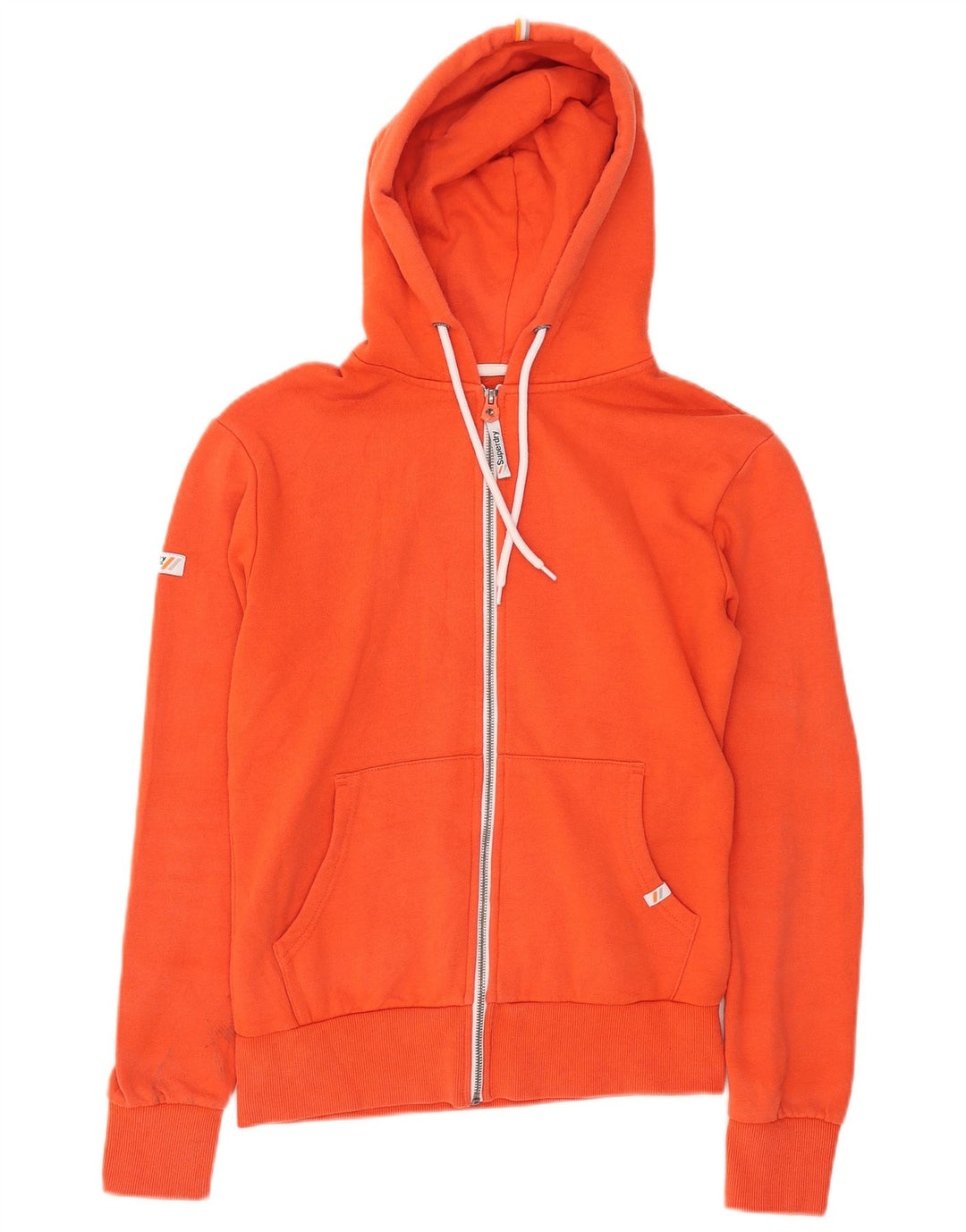 Ανδρικό πουλόβερ με κουκούλα με φερμουάρ Superdry, μικρό πορτοκαλί βαμβακερό