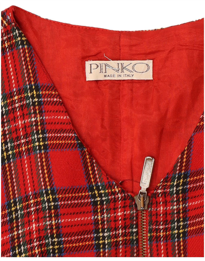 Pinko γυναικείο αμάνικο φόρεμα A-Line UK 12 Μεσαίο κόκκινο τσεκ