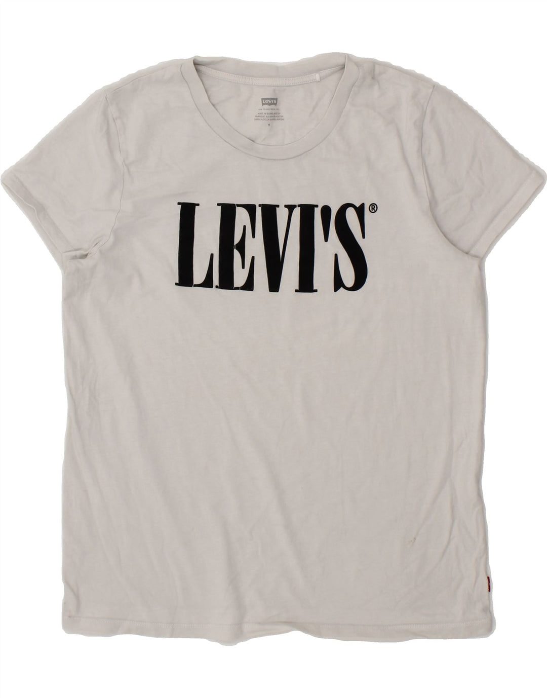 LEVI'S Womens Graphic T-Shirt Top UK 12 Medium White Cotton Vintage Levi's and Second-Hand Levi's from Messina Hembry 