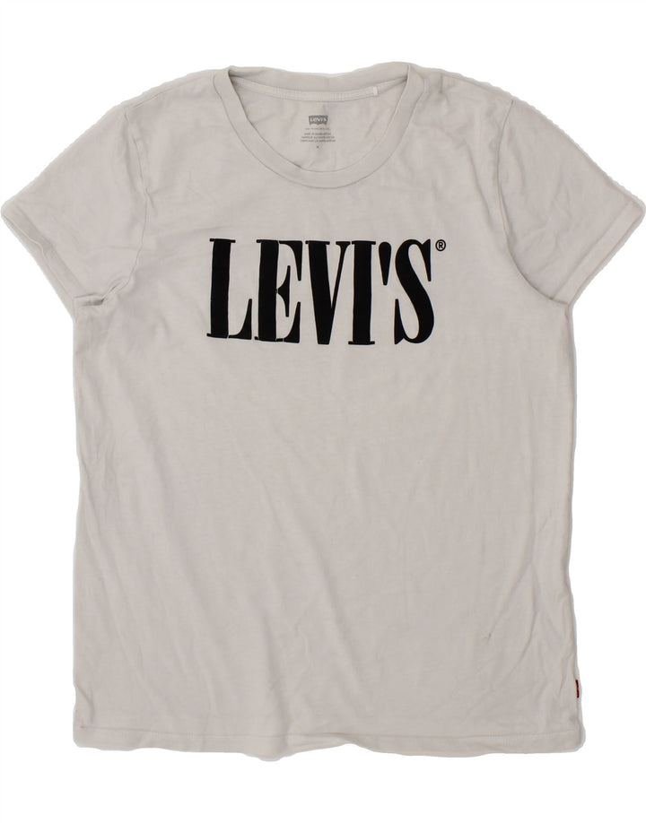 LEVI'S Womens Graphic T-Shirt Top UK 12 Medium White Cotton Vintage Levi's and Second-Hand Levi's from Messina Hembry 