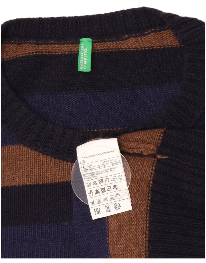 Ανδρικό πουλόβερ Benetton Crew Neck Jumper Μεγάλο πολύχρωμο ριγέ