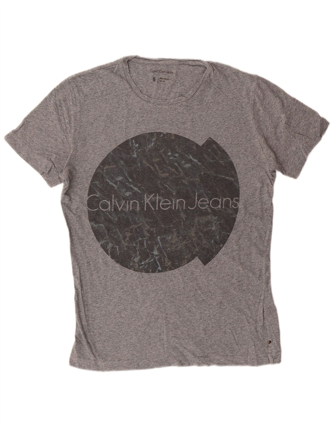 Calvin Klein Jeans Ανδρικό γραφικό T-Shirt Top Μικρό γκρι βαμβακερό