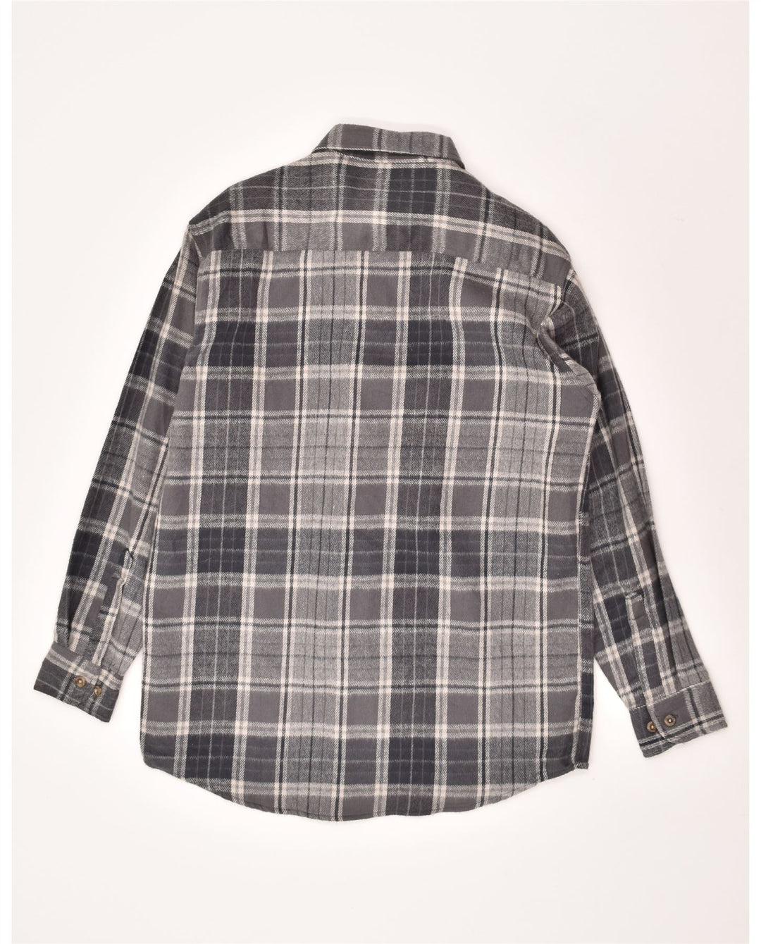 VINTAGE Mens Flannel Shirt Medium Grey Check Cotton Vintage Vintage and Second-Hand Vintage from Messina Hembry 