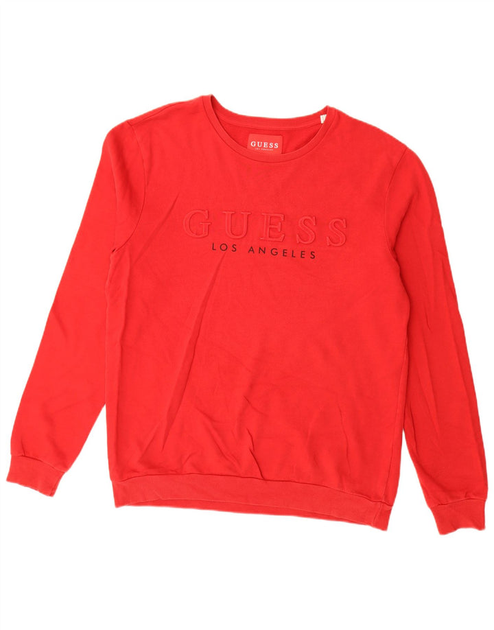 Ανδρικό γραφικό φούτερ Guess Jumper μεγάλο κόκκινο βαμβακερό