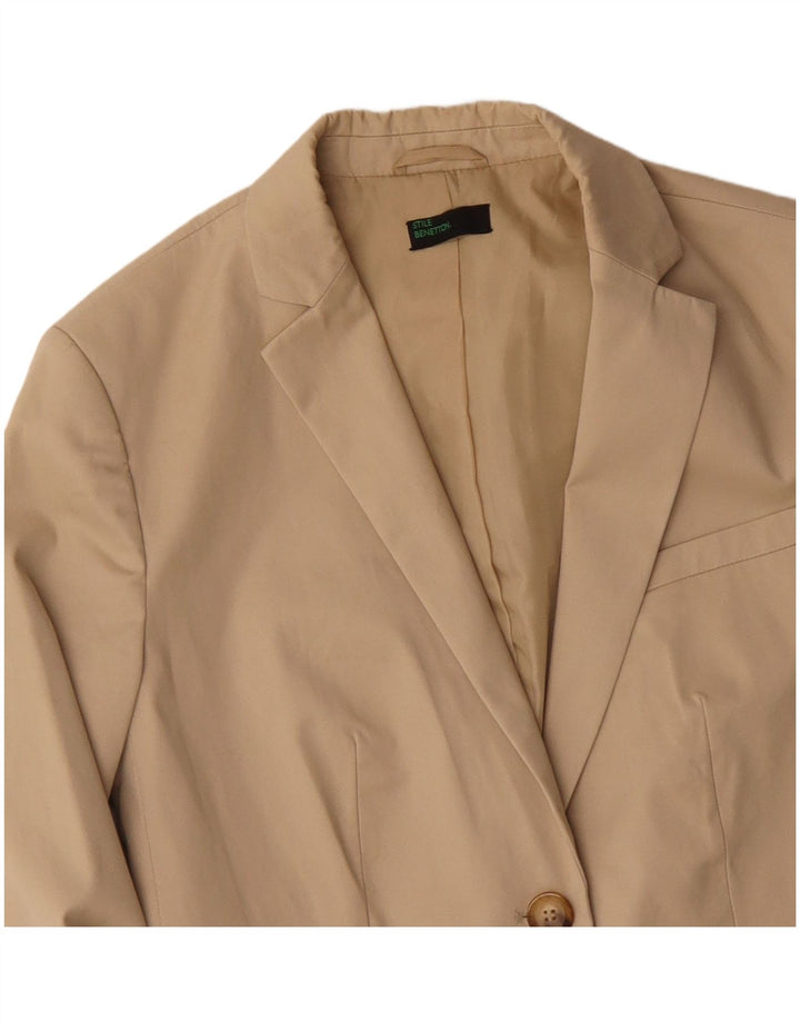 BENETTON Γυναικείο Μπουφάν Blazer με 2 Κουμπιά IT 42 Βαμβακερό μεσαίο μπεζ