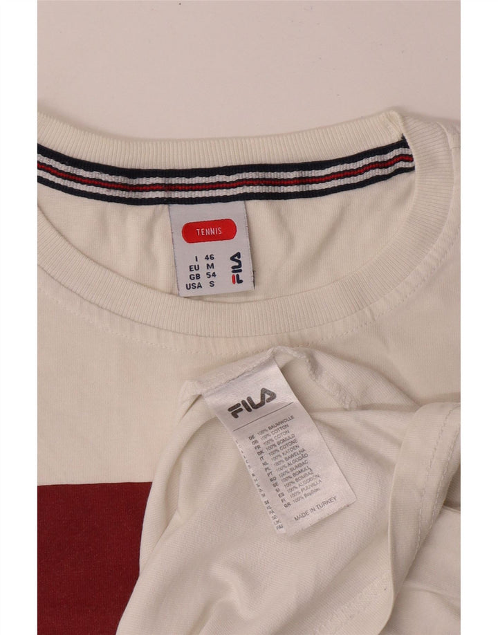 Ανδρικό γραφικό μπλουζάκι τένις FILA Top IT 46 Small White Cotton Sports