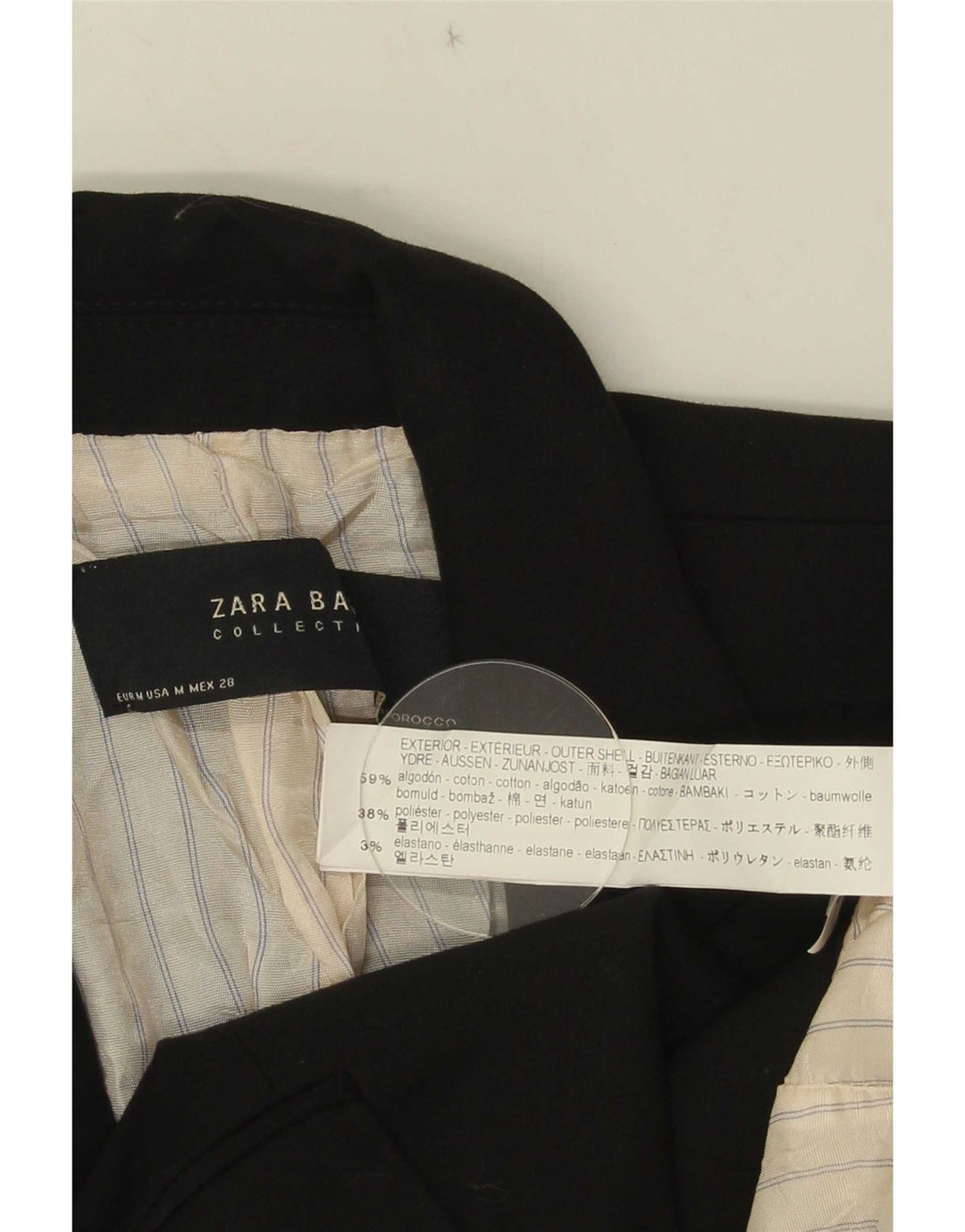 Zara Γυναικείο σακάκι 1 κουμπιού blazer UK 12 μεσαίο μαύρο βαμβακερό