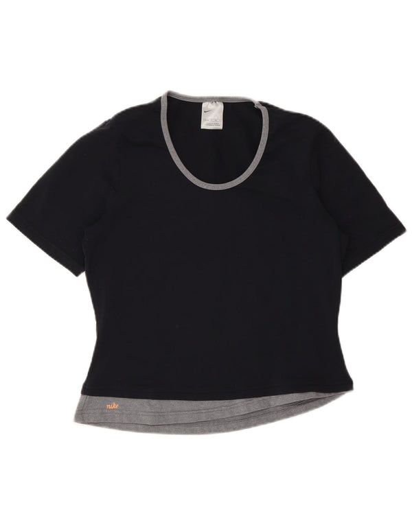Γυναικείο μπλουζάκι Nike Crop Top US 4/6 Small Black Colorblock Nylon