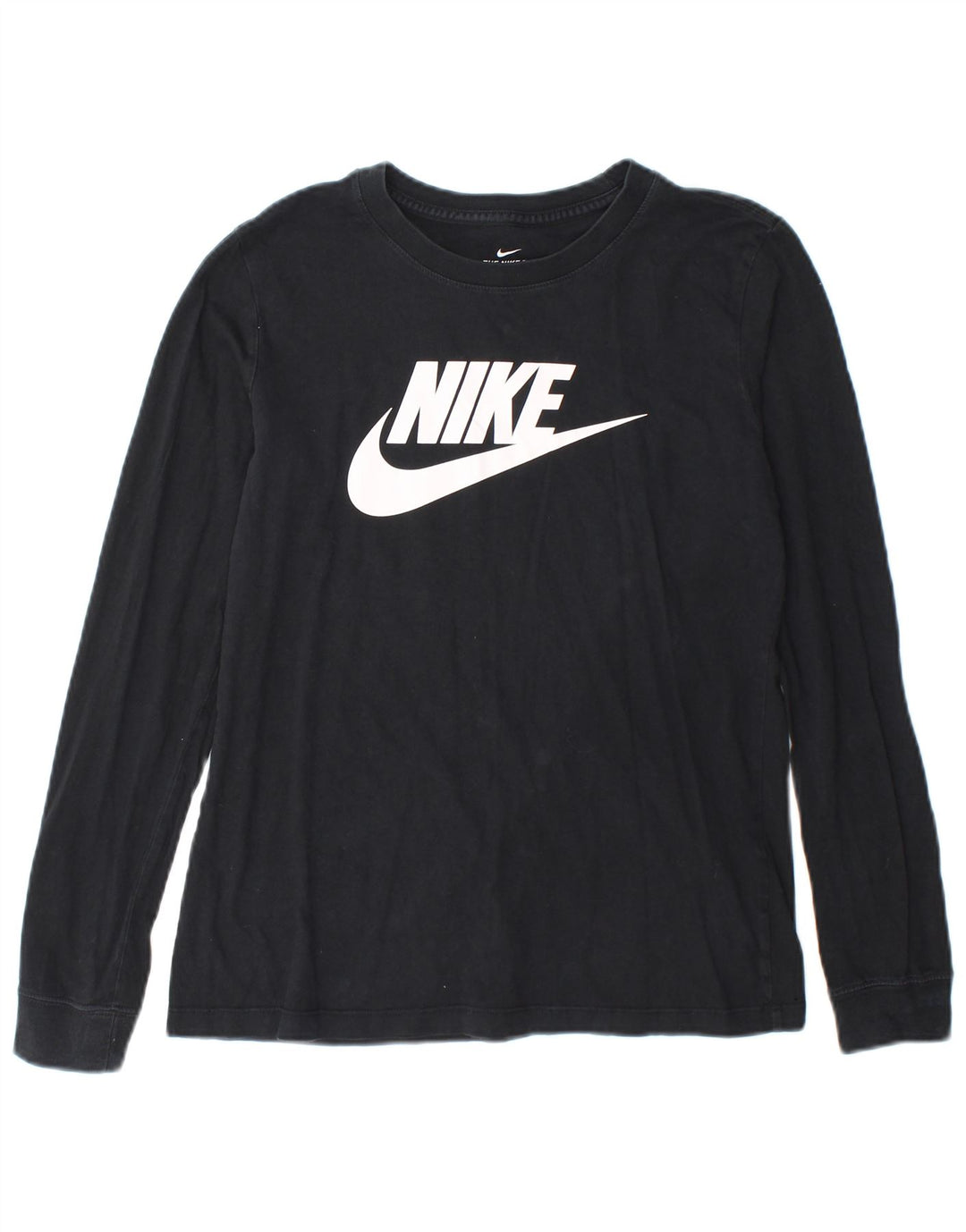 Γυναικείο τοπ Nike με γραφικό μακρυμάνικο UK 10 Small μαύρο βαμβακερό